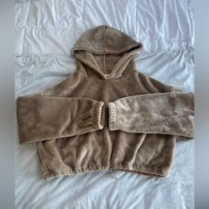 Tan brown cozy crop hoodie - women’s - size Medium